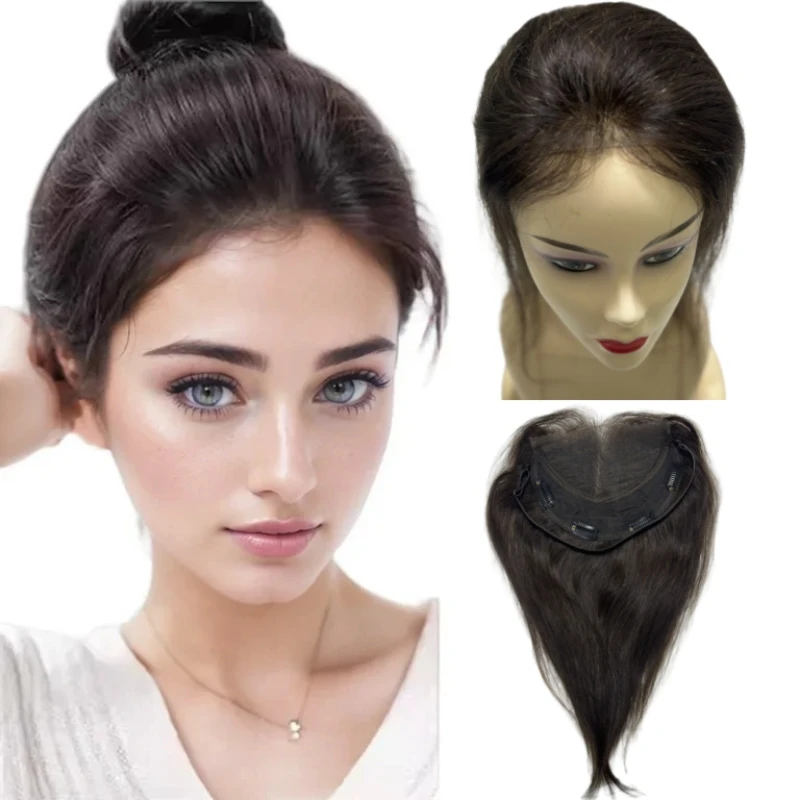 Topper per capelli umani con cinturino regolabile per donna Parrucchino frontale invisibile Topper in pizzo con separazione libera per capelli diradati