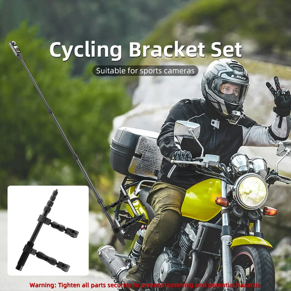 For Panoramic Selfie Stick Mount Bracket Accessory Bike Mount Extension Pole Aluminum Alloy+Nylon