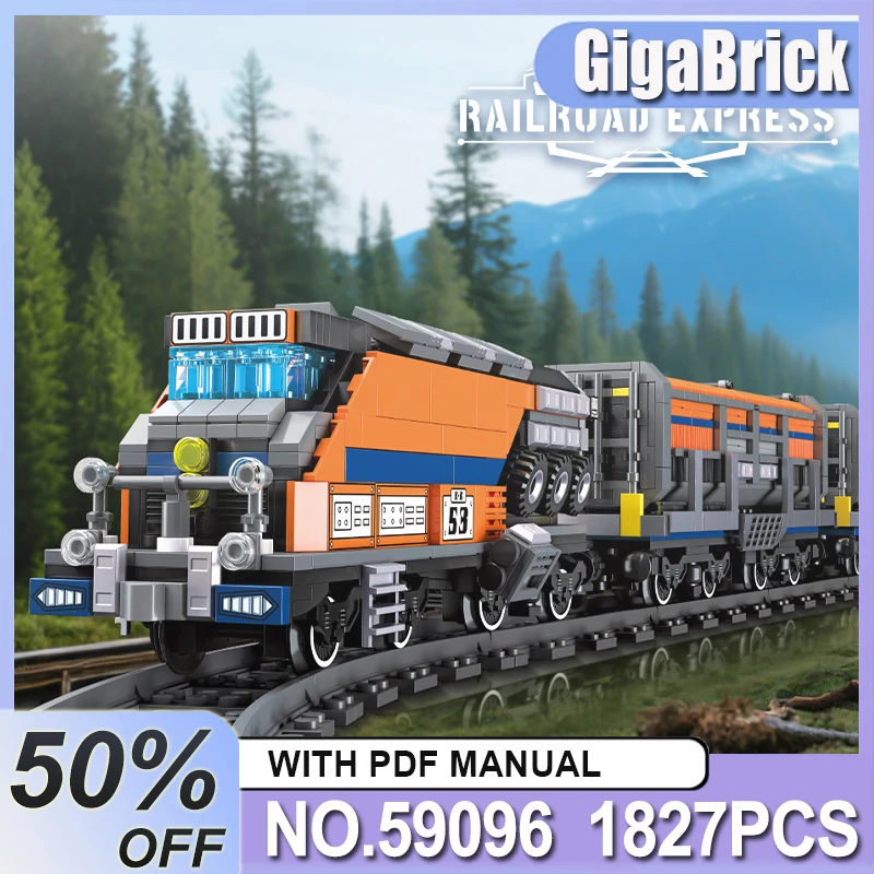 

New 59096 1827pcs MOC Railway Express Building Blocks Assembling Train Tracks Bricks Model DIY Toys for Boys Birthday Gift Set