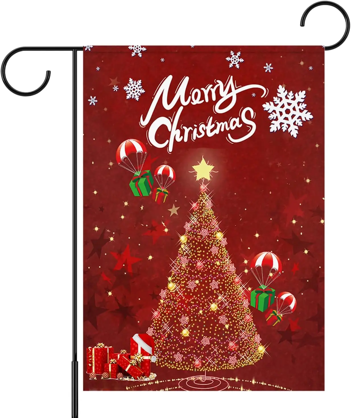 Merry Christmas Garden Flag 12 x 18 Inch Vertical Double Sided Glowing Xmas Trees Landing Gift Boxes Winter Holiday Decoration O