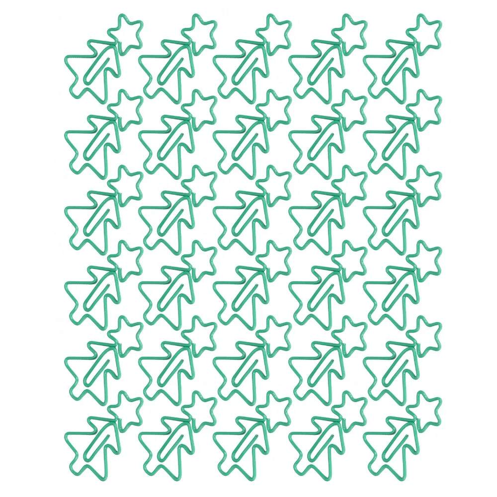 30Pcs Green Paper Clips Star Christmas Tree Shape 3.2 X 1.9cm Paperclips Portable Fun Style Bookmark Clips Book Marking