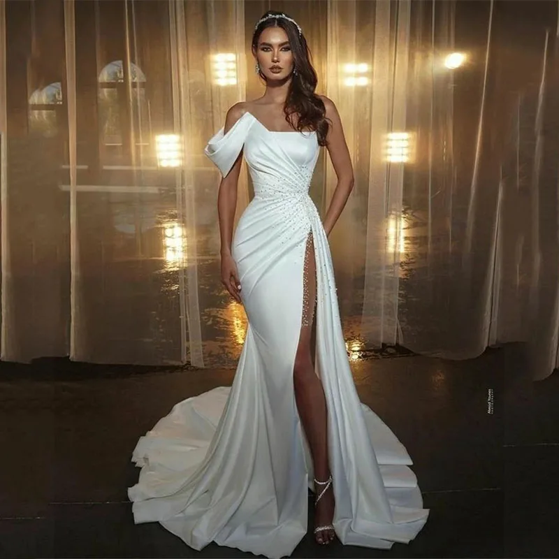 

LORIE Elegant Tulle Mermaid Wedding Dresses Strapless Pleats Bride Dress Classic Sleeveless Wedding Gowns