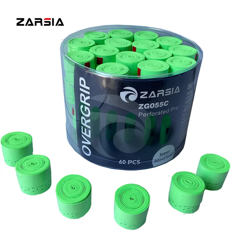 

60pcs NEW Green ZARSIA Perforated Tennis racket Overgrips,Sticky badminton grips Padal Racket Grips Badminton