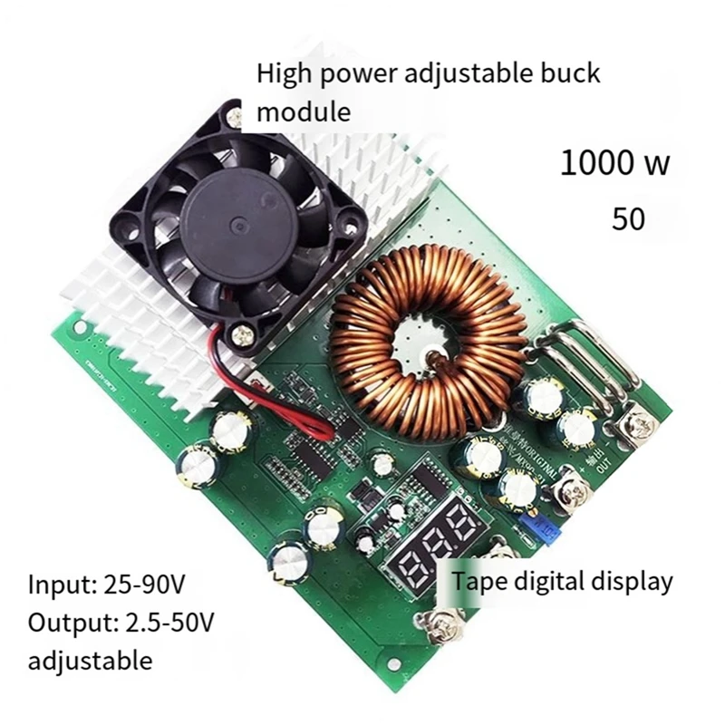 DC-DC Step-Down Power Supply Module DC25-90V 1000W50A Constant Voltage Constant Current Buck Converter Voltage Regulator