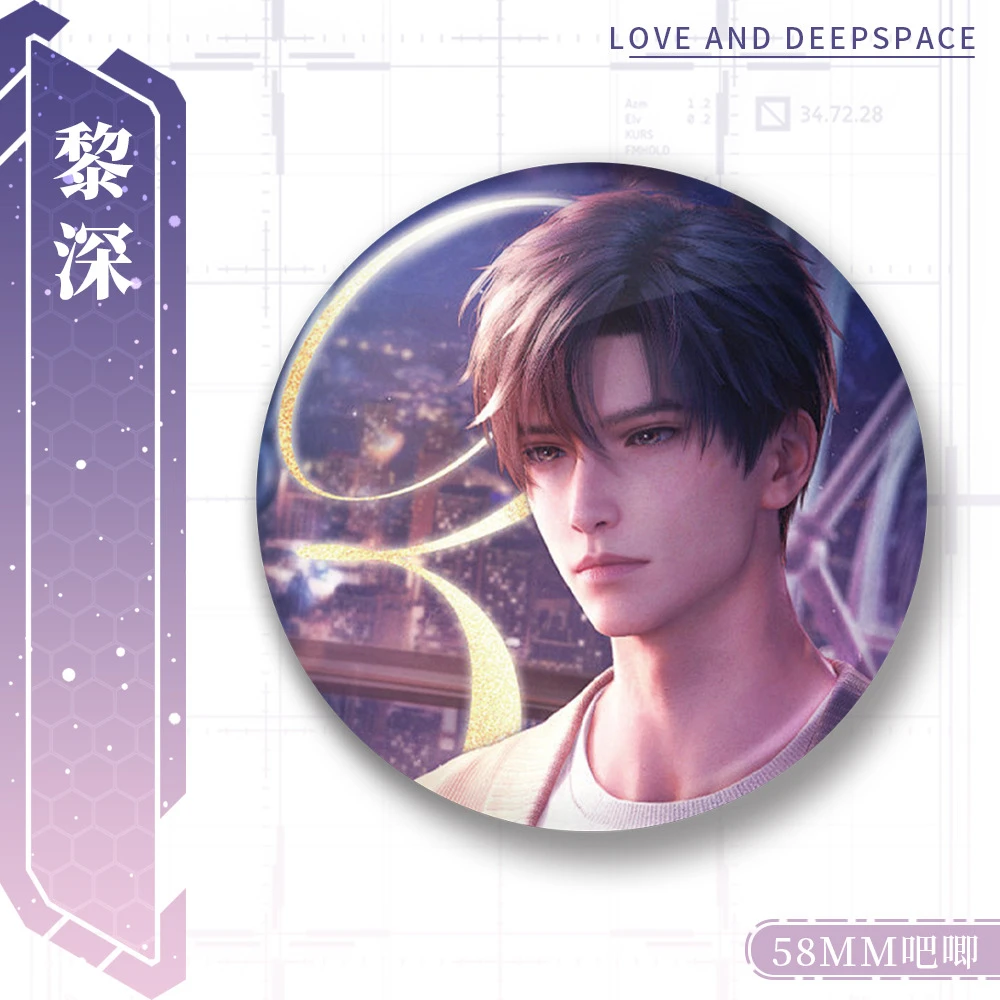 58mm Game Love en Deepspace Zayne Rafayel Caleb Sylus Xavier Cosplay KOSTUUM Badge Pin SPTE Blik Broche Prop Kerstcadeau