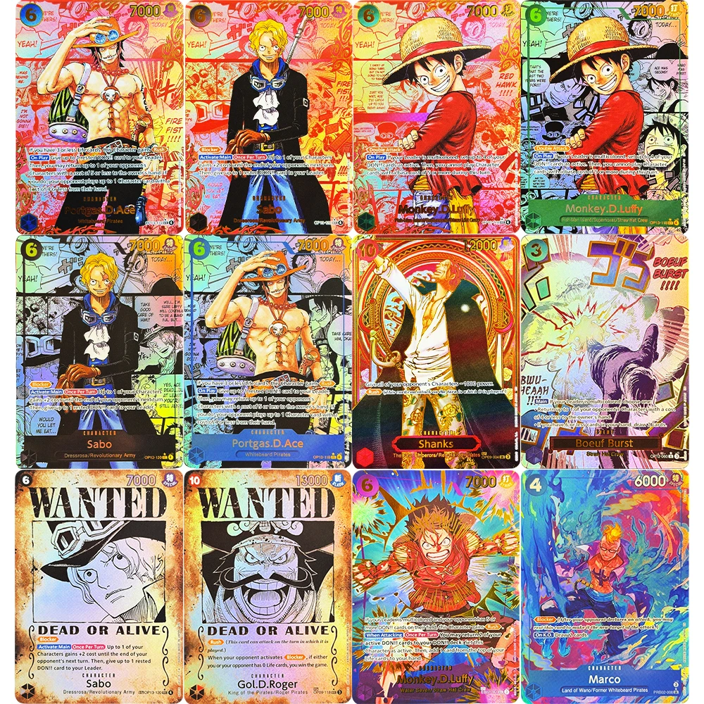 

One Piece OP13 Carrying on His will Ultra-rare Character cards Ace Luffy Marco Sabo Five Elders Proxy Game Textured Foil Cards