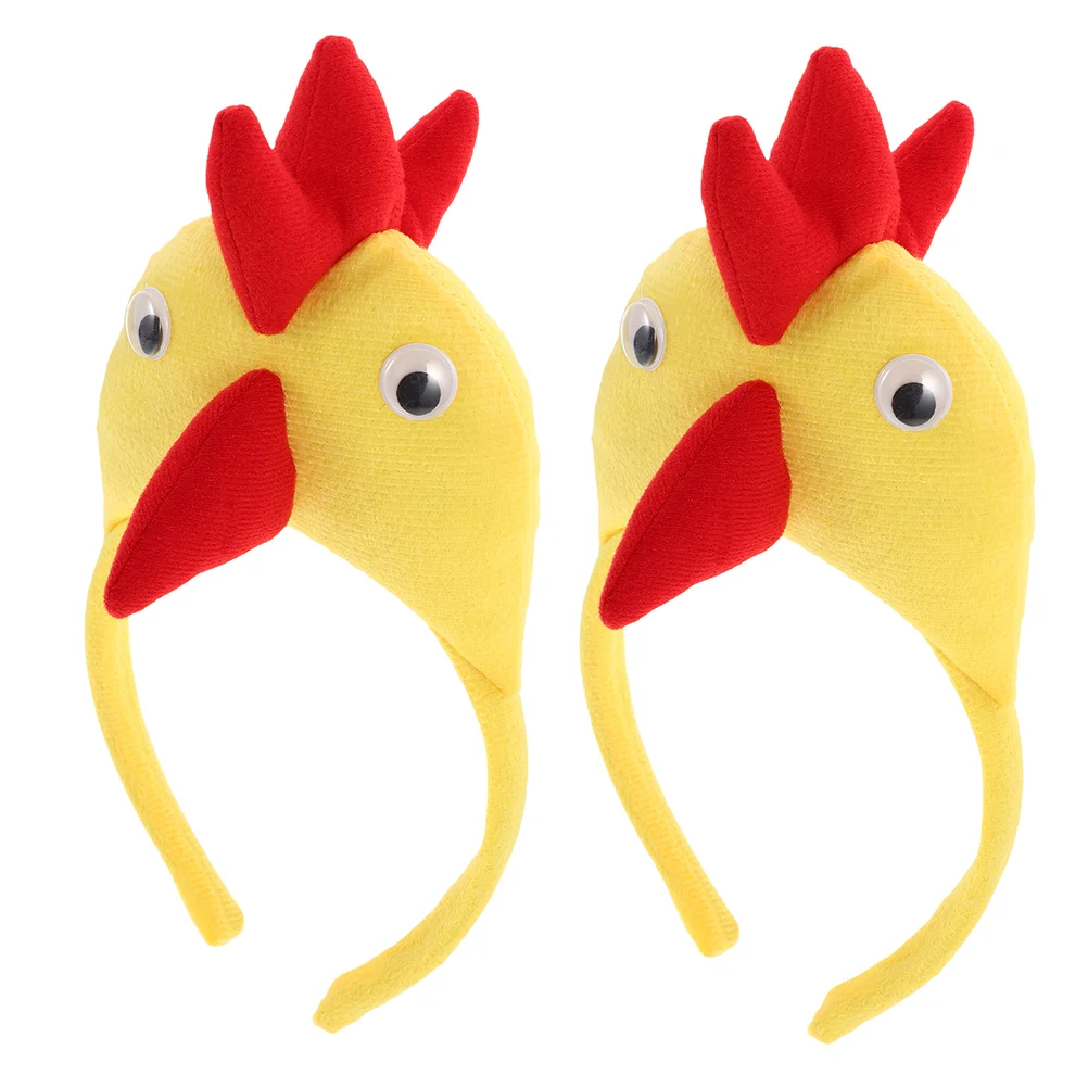 2 Pcs Chick Dance Headband Halloween Funny Chicken Costume Accessory Cosplay Costumes Clothing Hairband Plush Headbands