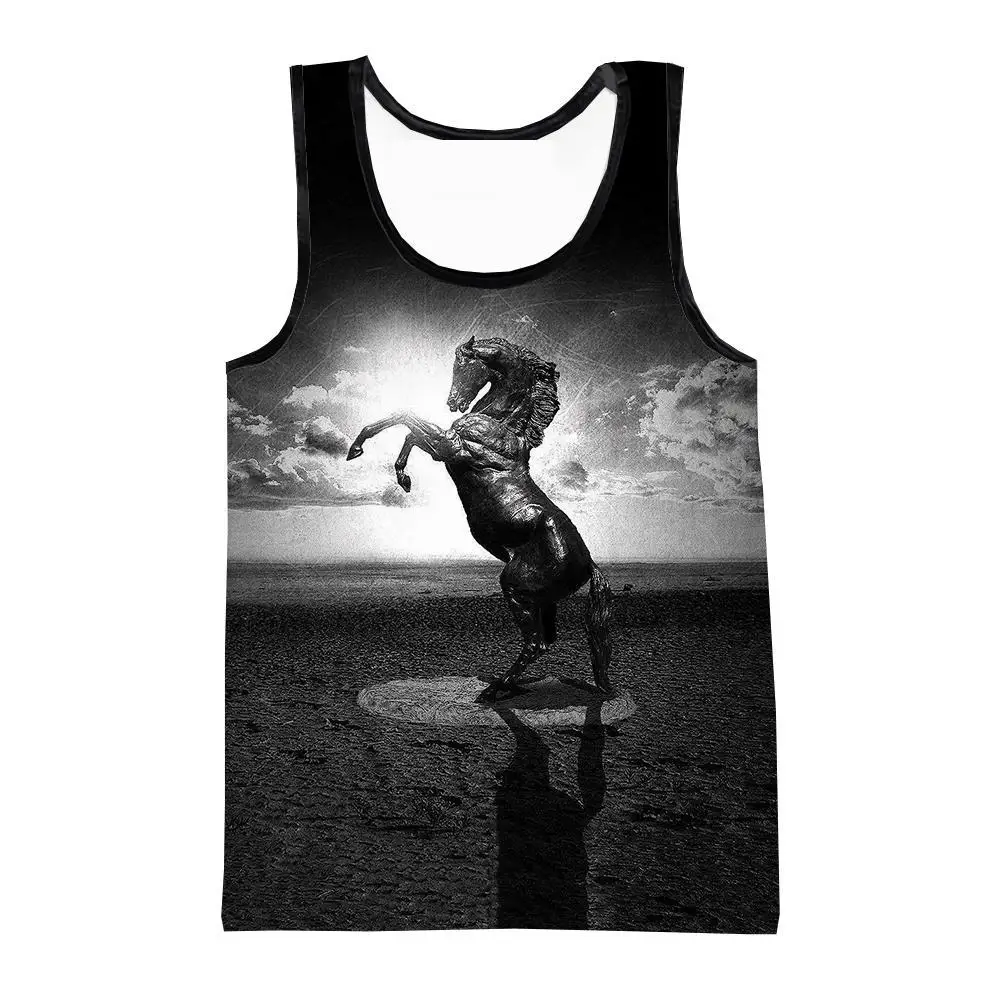 New Hot Sale Animal Horse 3d Printed Vest Cool Sleeveless Shirt Tops Adult Men Kids Summer Casual Street Style Thin T-shirt