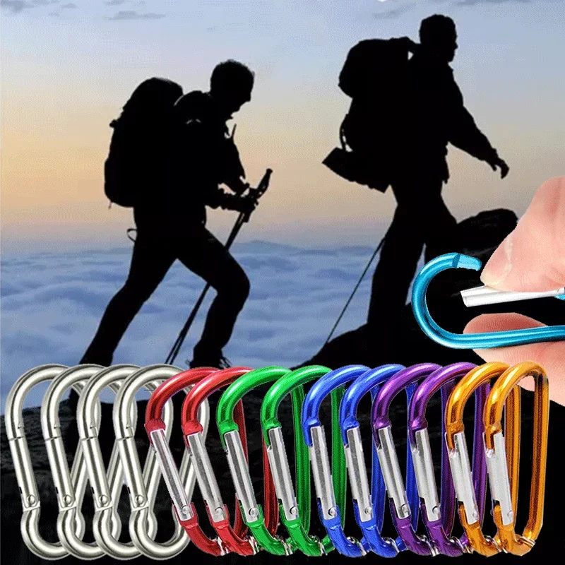 20PCS Colorful Mini Carabiner D-Ring Buckle Aluminum Alloy Keychain Spring Carabiner Snap Hook Clip Outdoor Camping Keychains