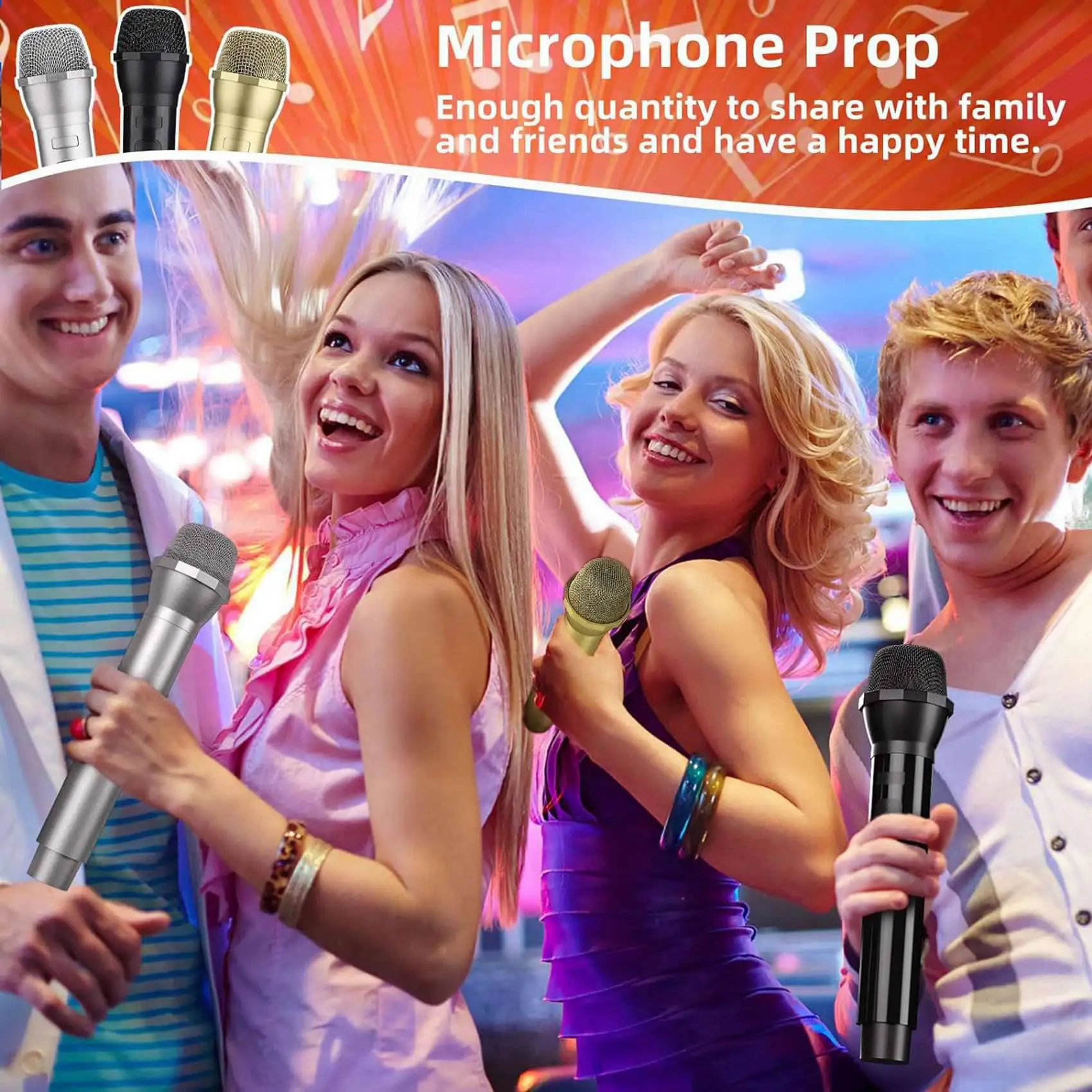 A30F-6 PCS Microphone Prop, Plastic Prop Microphone, Mic Prop For Costume Role Play Christmas Cosplay Music Birthday Party