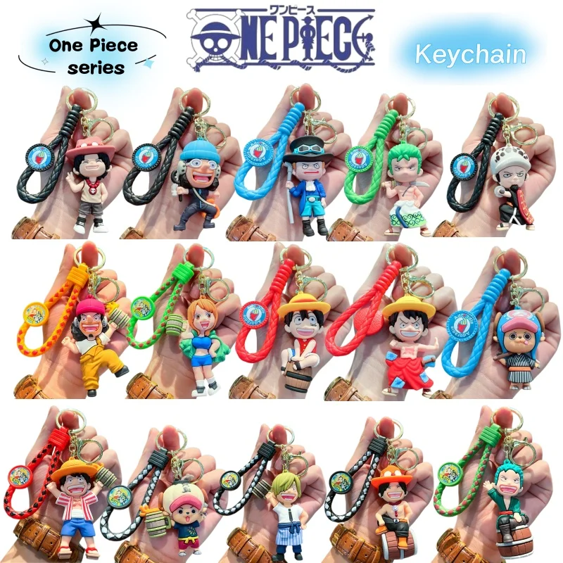 Porte-clés de voiture, accessoire pour sac à dos et cartable, figurine 3D One Piece, dessin animé God of Wine Luffy, Chopper, Ace, Zoro, Usopp