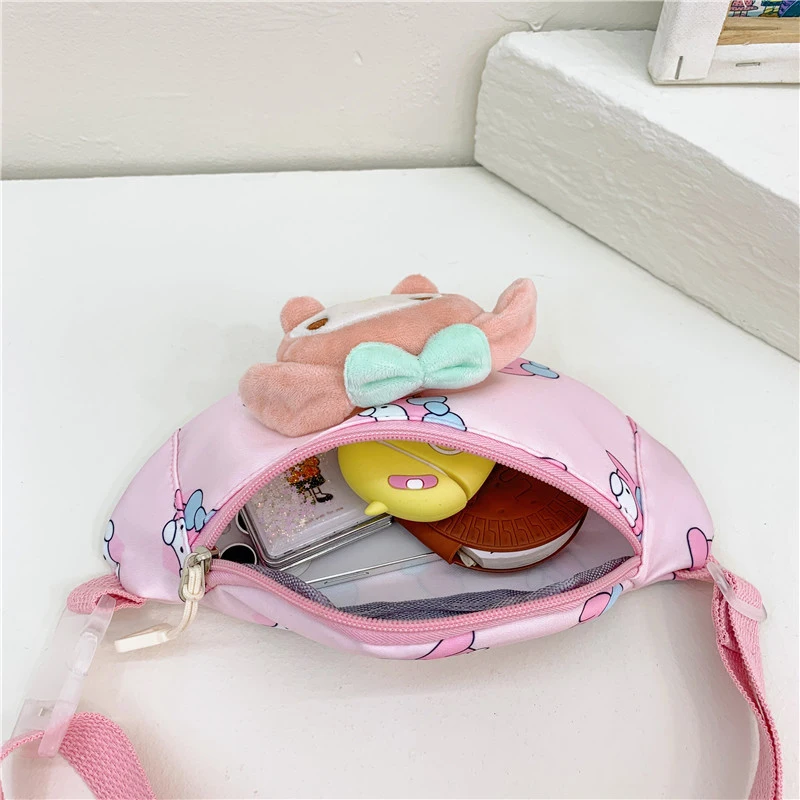 Sanrio Kuromi Crossbody Bolsas de Ombro para Crianças, Sacos Mensageiro de Grande Capacidade, Peito Feminino, Cinnamoroll, Pompompurin, Nylon