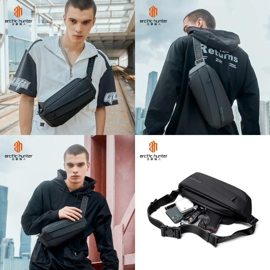 

【New style】Arctic Hunter trend one-shoulder -body bag functional men's sports style chest bag portable functional bag - small b