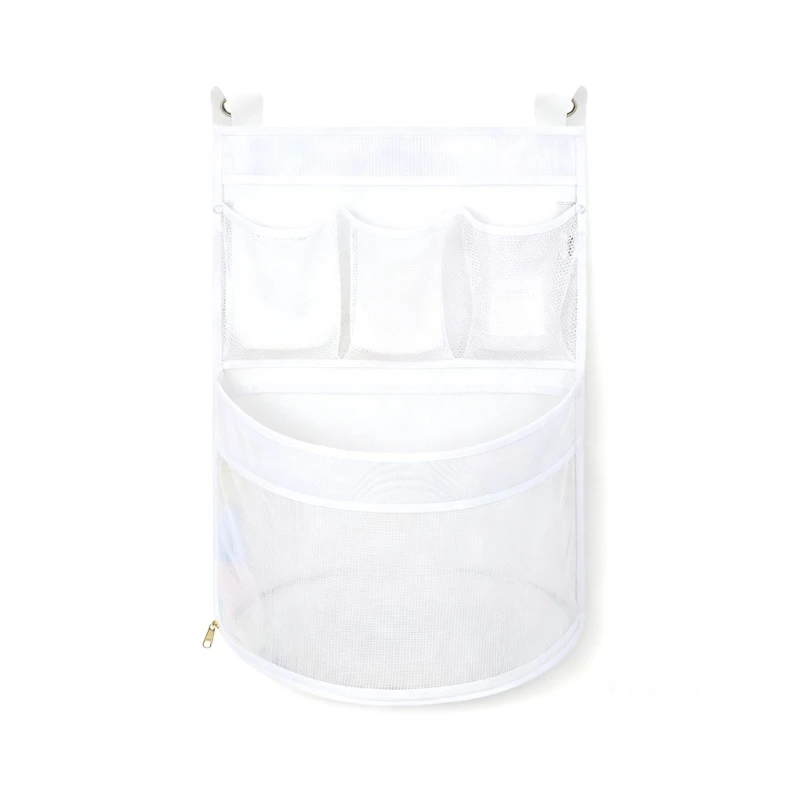 Vertical Bath Storage Bag with Wall Ready Eyelets and Net Fabric