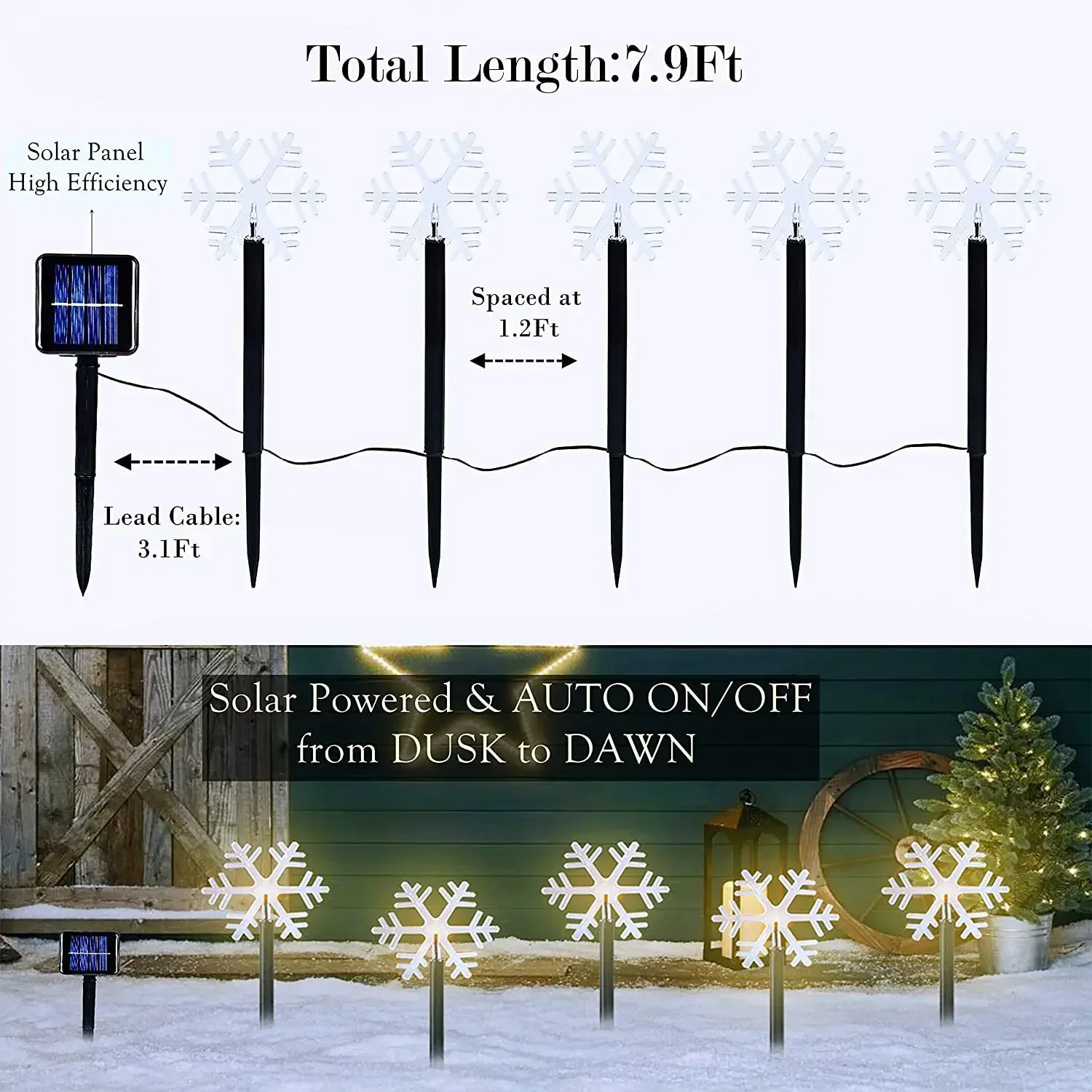 Outdoor Solar Christmas Lights Christmas Snowflake Star Solar Powered Lawn Light Set Of 5 Waterproof Pathway Stake Lights