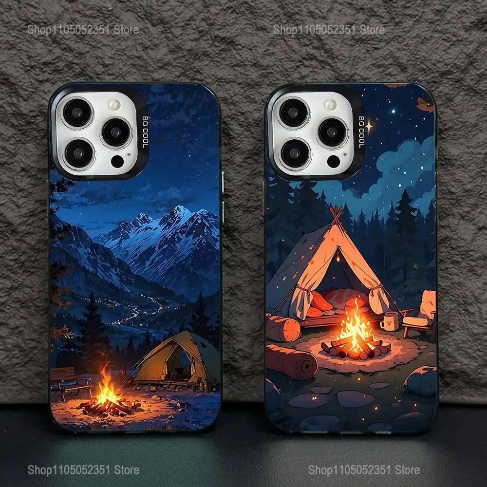 

Mountain outdoor camping Phone Case For iPhone 16,15,14,13,12,11,Pro,XS,Max,Plus,Mini,SE Black Candy Matte Shockproof Cover