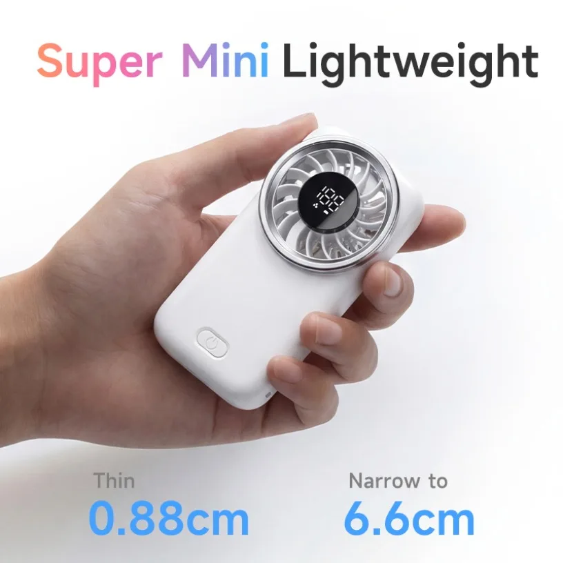 

Portable Mini Handheld Fan USB Rechargeable 1200mAh Type-C 100 Speed Turbo with LED Display for Outdoor Travel