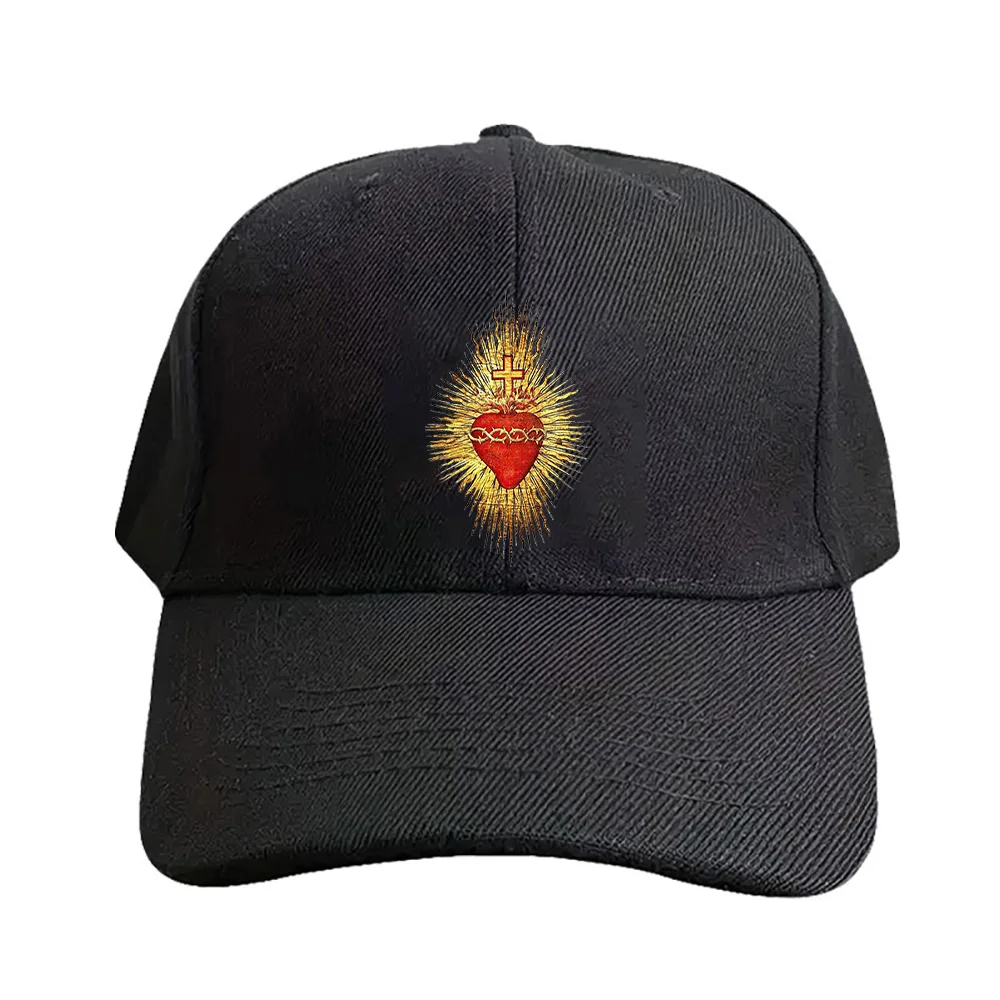 Christliche Kappe mit heiligem Herzen Jesu, Sommermütze für Damen und Herren, modische, lässige, verstellbare, bedruckte Baseballkappe, Trucker-Kappe