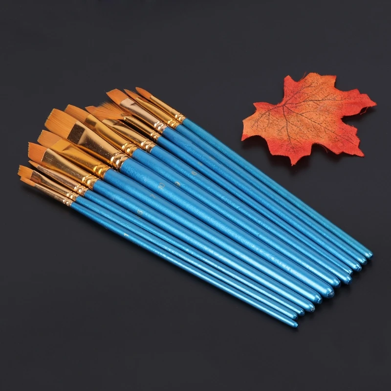 14 個のアクリルアーティストペイントブラシオイル水彩画ナイロンヘアパレットセット