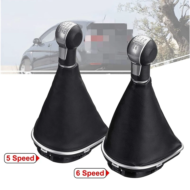 

Gear Shift Knob Lever Leather Gear Shift Knob Head for Seat Leon II Altea Toledo III with Leather Gaiter