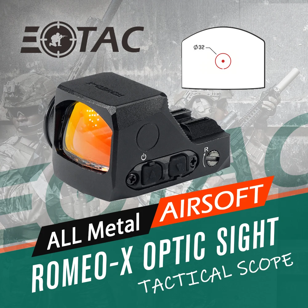 Airsoft Dot Sight ROMEO-X ROMEOX Red Dot Sight DDP Footprint Pistol Rear Sight w/Glock Mount Plate&Picatinny Mount Shake Awake