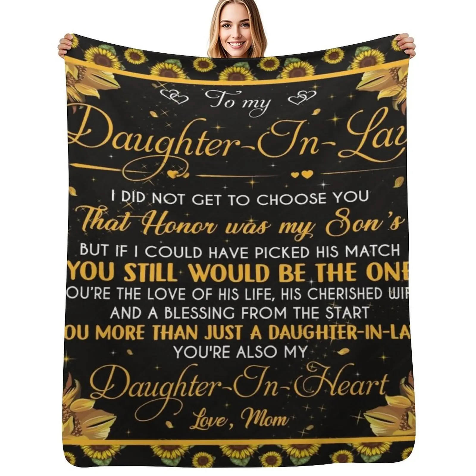 

To My Daughter In Law Throw Blanket Picnic Flannel Fabric Flannel Cute Blankets