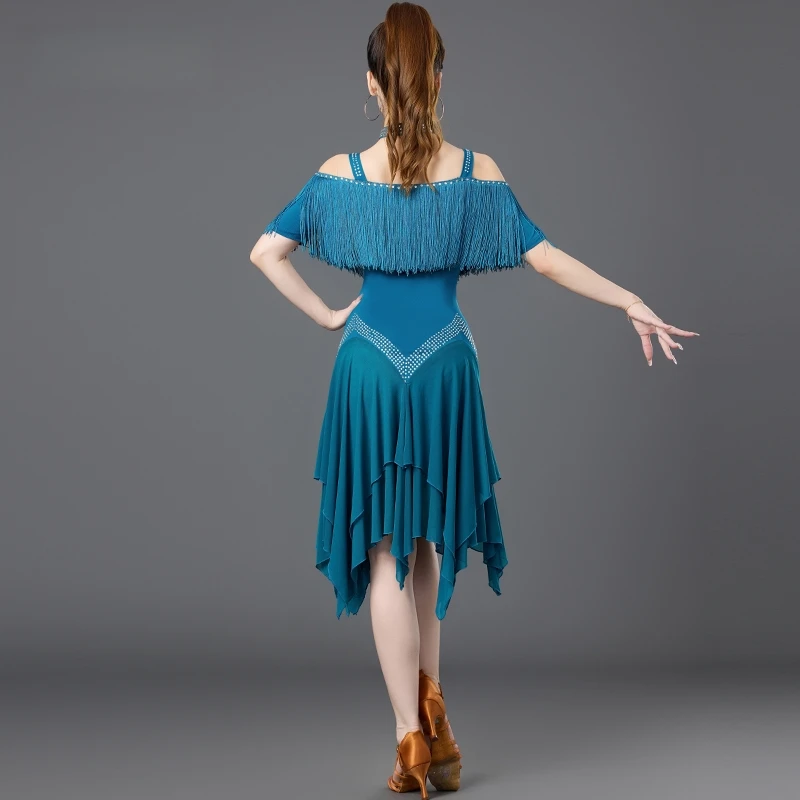 2025 فستان رقص لاتيني جديد للنساء ملابس أداء المنافسة فستان زهور احترافي أزياء قاعة الرقص