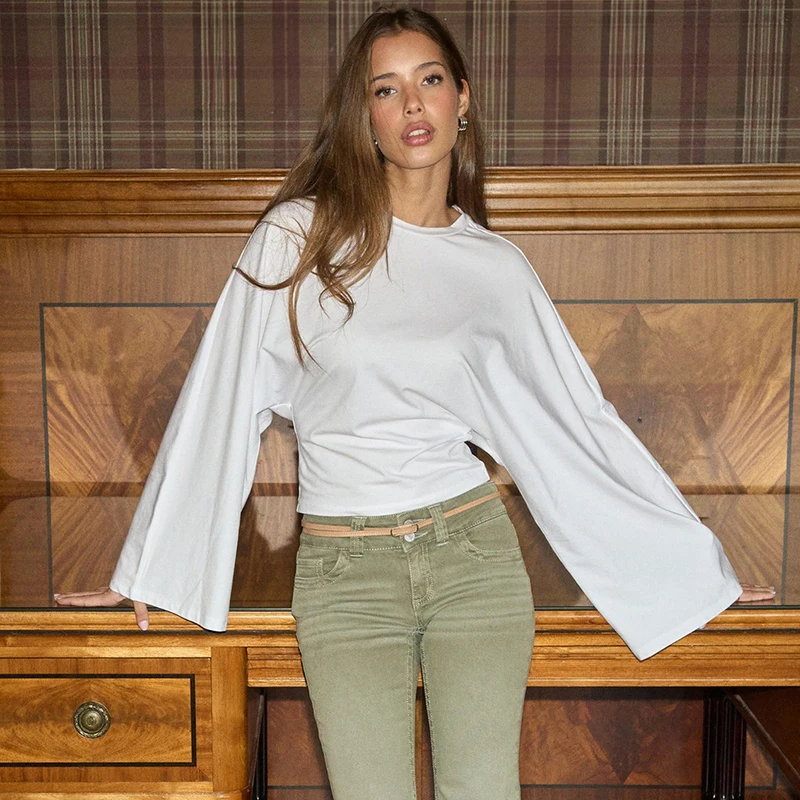

Ticketsx Casual Long Sleeve T Shirt Women's O-Neck Pullover Solid Basic Streetwear Top Female Fashion 2025 Autumn Loose T Shirts