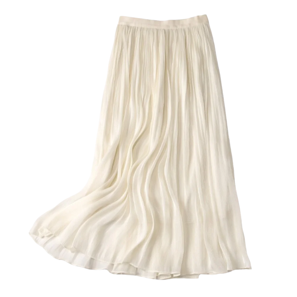 Sweet Style Solid Color High Waist Skirt Loose Casual A- line Skirt Comfortable Long Skirt Summer
