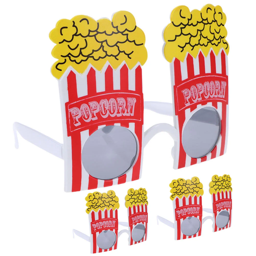 3 Pcs Prom Popcorn Box Shaped Glasses Dad Child Kid Candy Decorations Cart for Party Plastic Hawaiian Themed Eyeglasses