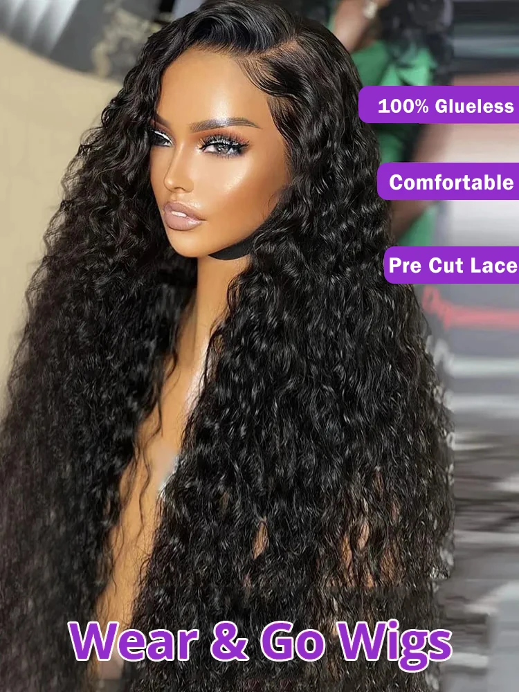 Ready to Wig Brazilian Water Wave 4x4 HD Glueless 360 PrePlucked HD Transparent 13x4 13x6 Curly Frontal Bob Wig human hair wigs