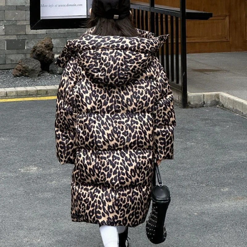 الفتيات سترة شتوية 2025 جديد الاطفال ليوبارد طباعة مقنعين سميكة الدفء معطف مبطّن بالقطن أنيق خارج الموسم بيع #6