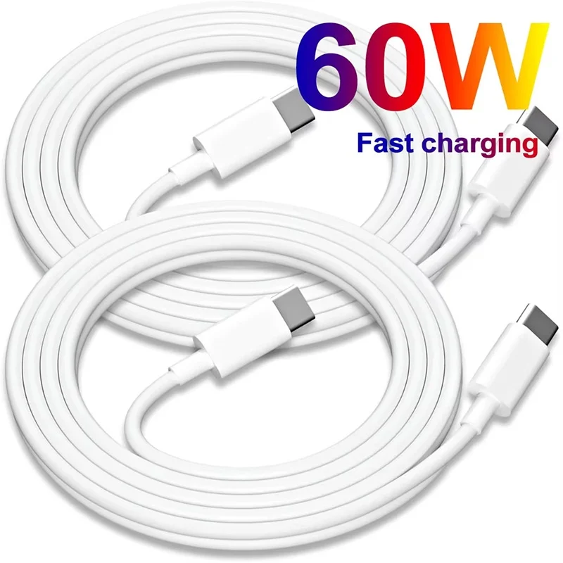 1-2m USB C Cable 60W Type C Quick Charge Cable Super Charger Cord USB C To Type C Cables Charger For iPhone 16 15 Pro Max Xiaomi