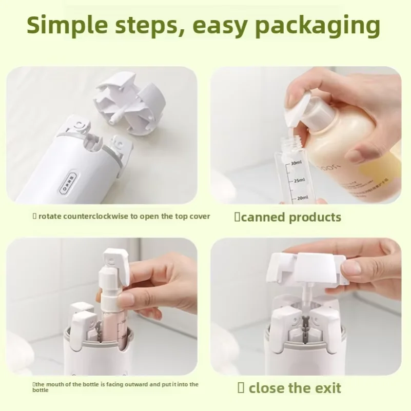 4 in 1 Portable Leakproof Travel Bottle Dispenser Set for Perfume Shampoo Conditioner Lotion view 2