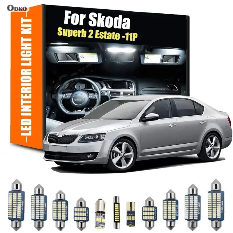 For Skoda Superb 2 Estate 11Pcs Canbus LED Bulb Car Interior Light Kit Hatchback Combi Car Lights Signal Lamp