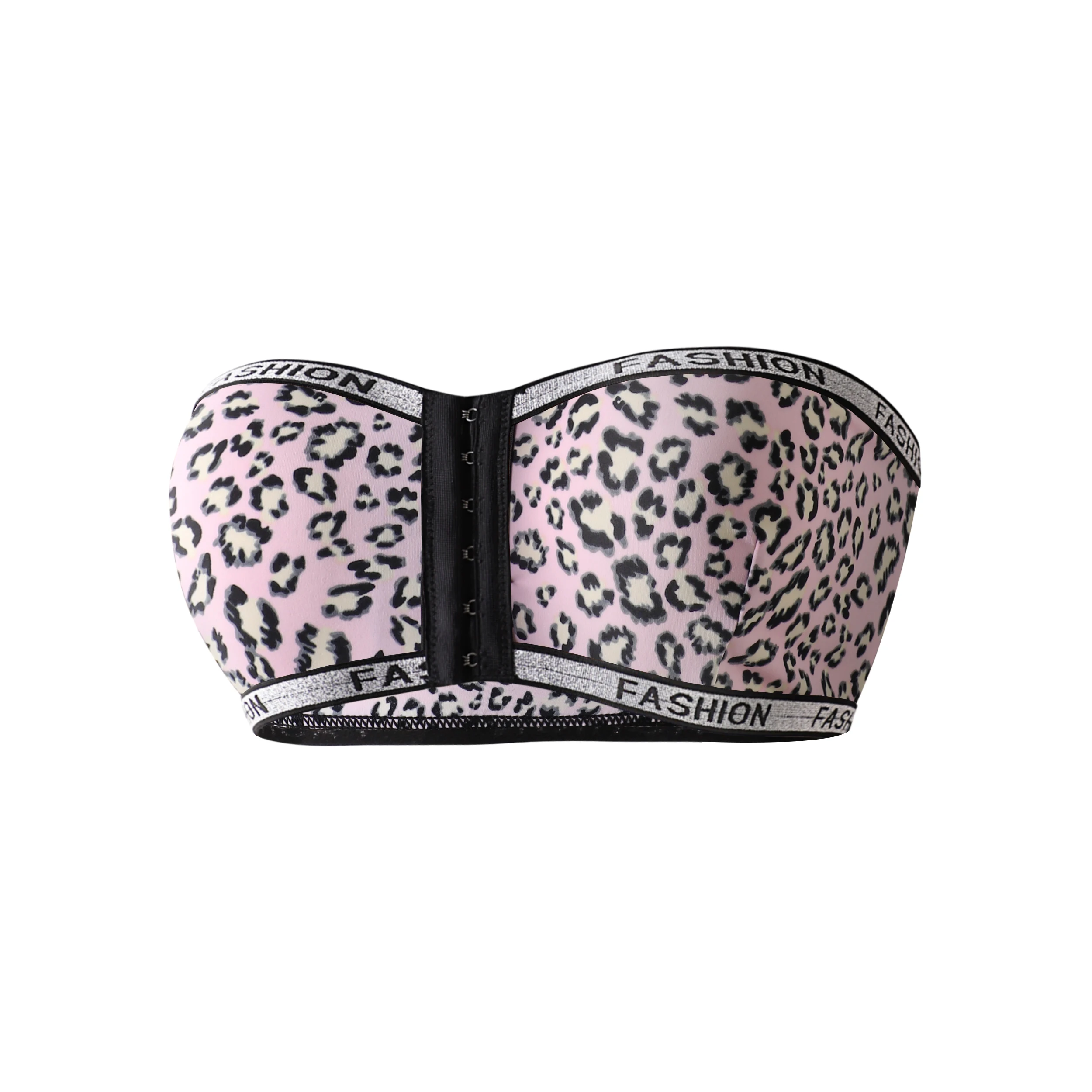 1PC إغلاق الجبهة Wirefree المرأة الأرجواني ليوبارد طباعة الصدرية