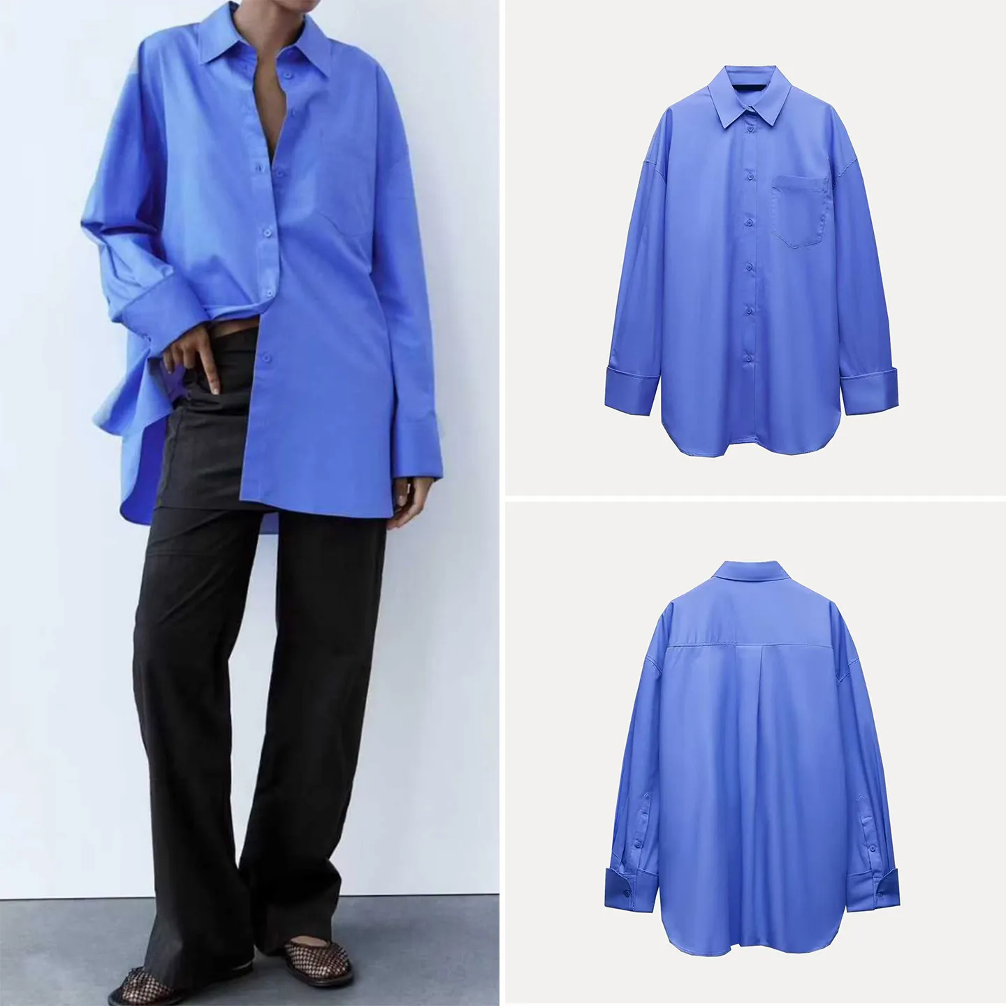 

Модная свободная длинная повседневная женская зимняя рубашка-сорочка, новинка 2025 года, бренд Z, удобная, дышащая