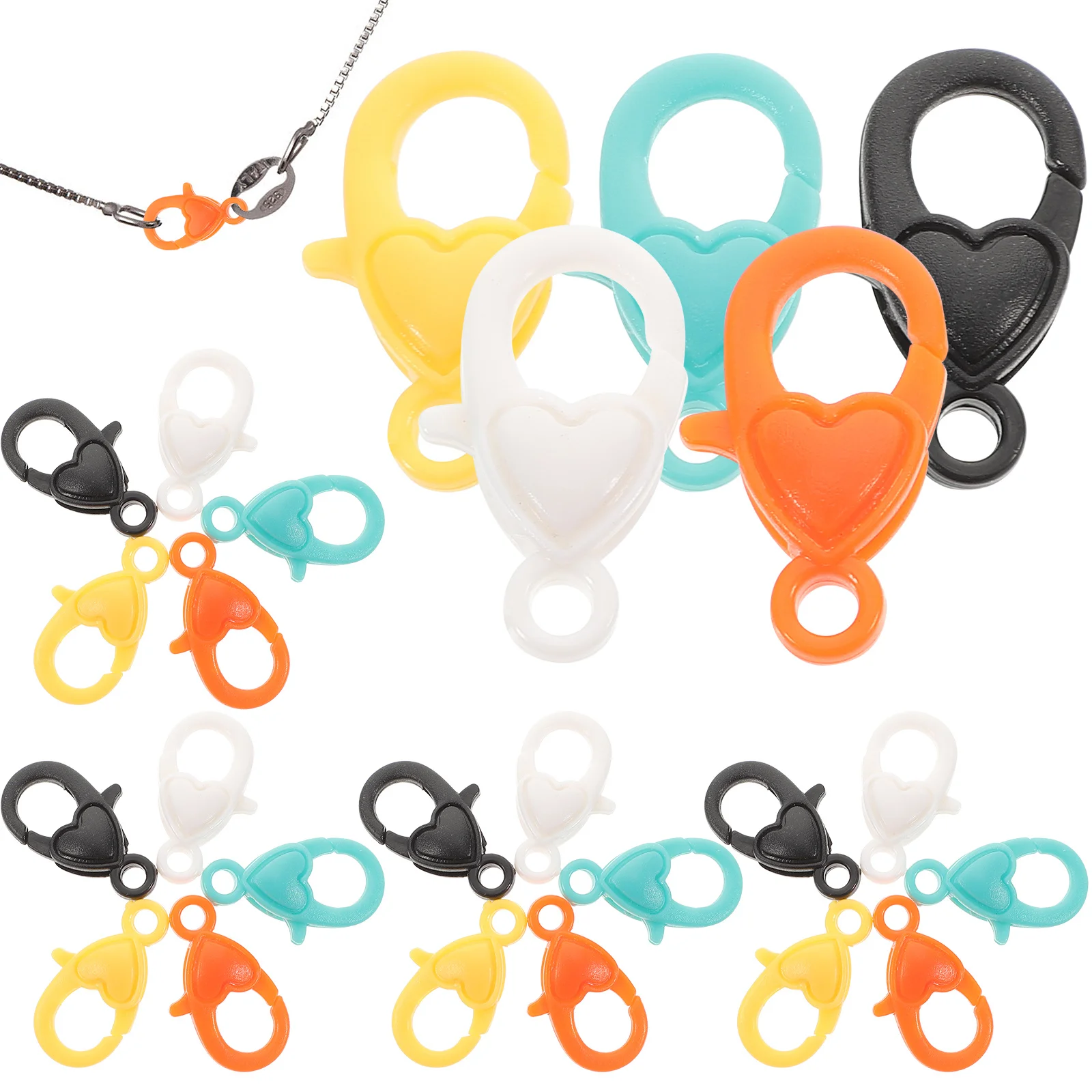 50개 하트 디자인 랍스터 클라스프 내구성 있는 주얼리 클라스프 팔찌 목걸이 DIY 액세서리 주얼리 제작 키트 목걸이 클라스프