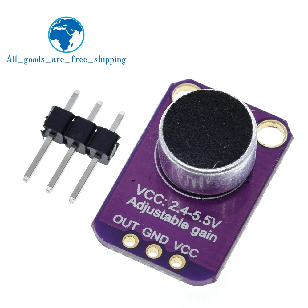 TZT GY-MAX4466 MAX4466 Electret Microphone Amplifier Module Adjustable Gain OUT GND VCC Amplifier Board 2.4-5V DC For Arduino