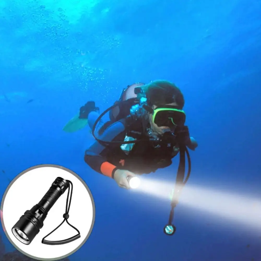 

High Power Diving Flashlight IP68 Waterproof LED Light Professional Diving Light Hand Rope Deep Sea LED Diving Flashlight