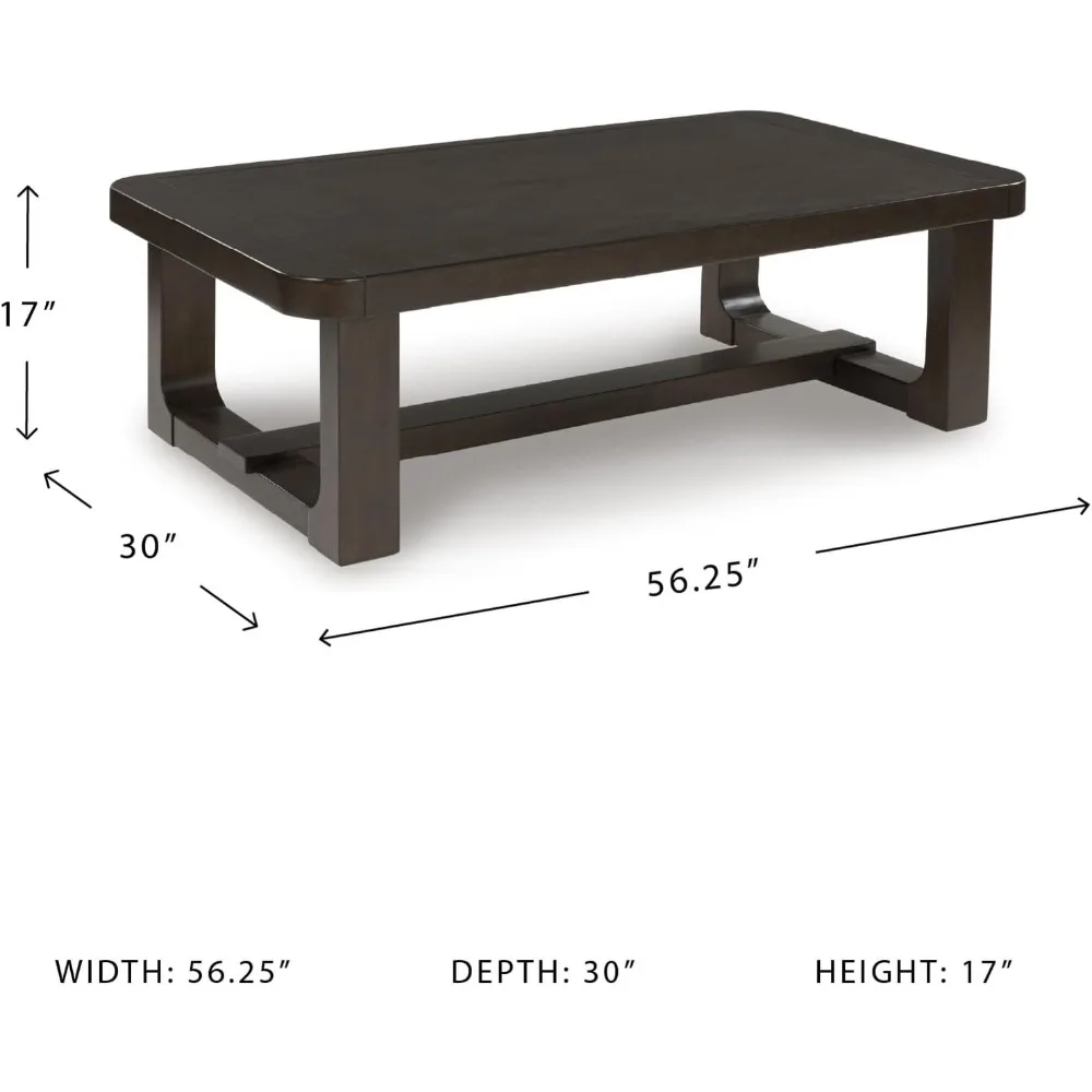 تصميم مميز لطاولة القهوة الحديثة من Ashley Breckington مع قاعدة Trestle، بني داكن