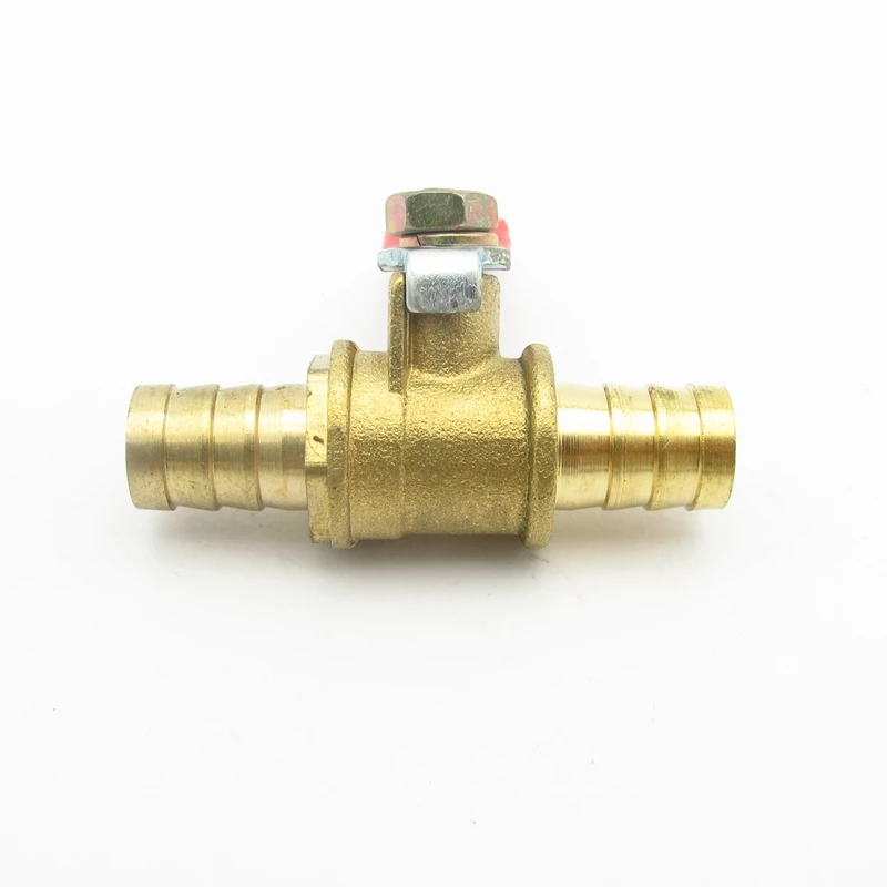 6mm 8mm 10mm 12mm Hose Barb Equal Two Way Brass Pneumatic Shut Off Ball Valve Pipe Fitting Connector Coupler Adapter