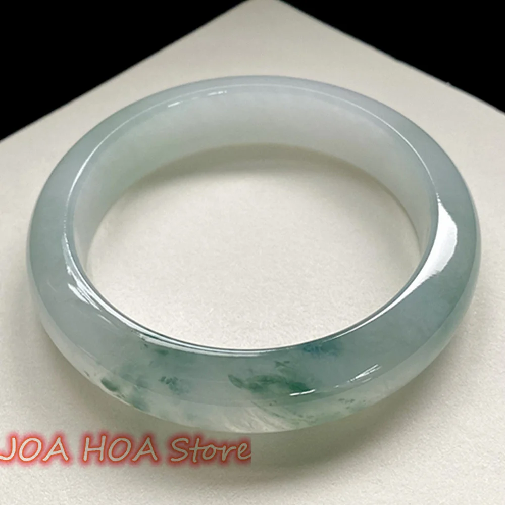 New Myanmar A  Natural Jadeite Bracelet High Ice Species Floating Flower Positive Women's Jade Bangle Full Handring Fine Jewelry