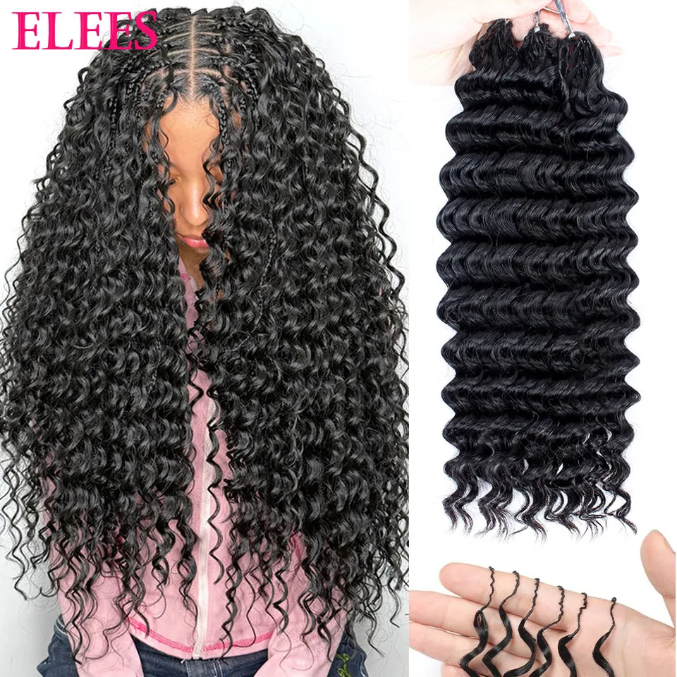 Cabello a granel pre-dividido para trenzas, crochet Deep Wave, extensiones de cabello humano sin nudos, invisible para trenzas boho