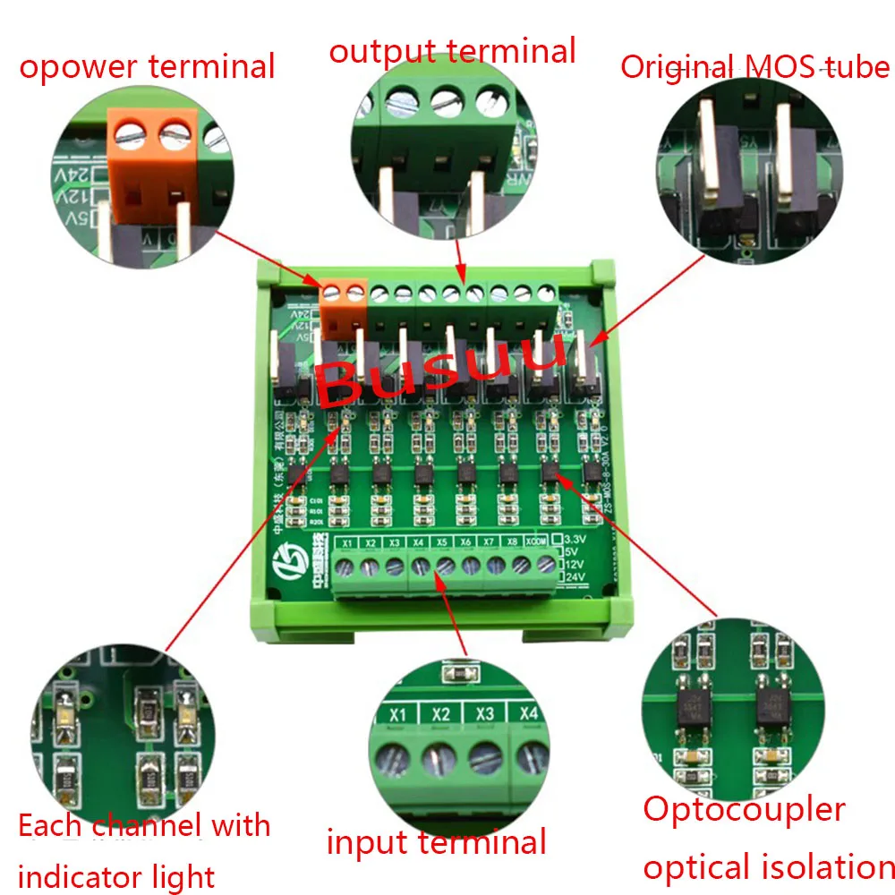 Transistor Solid State Relay Mos modul Output Optocoupler isolasi Plc Microcontroller Io Dc papan penguat sinyal