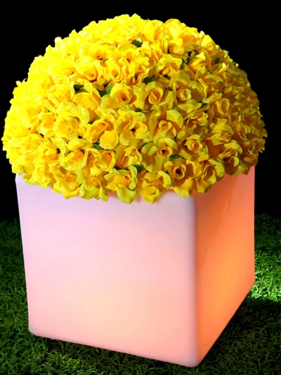 Vaso de flores de plástico impermeável, cor mudando, LED, V, E005, apto para jardim, ao ar livre, novo