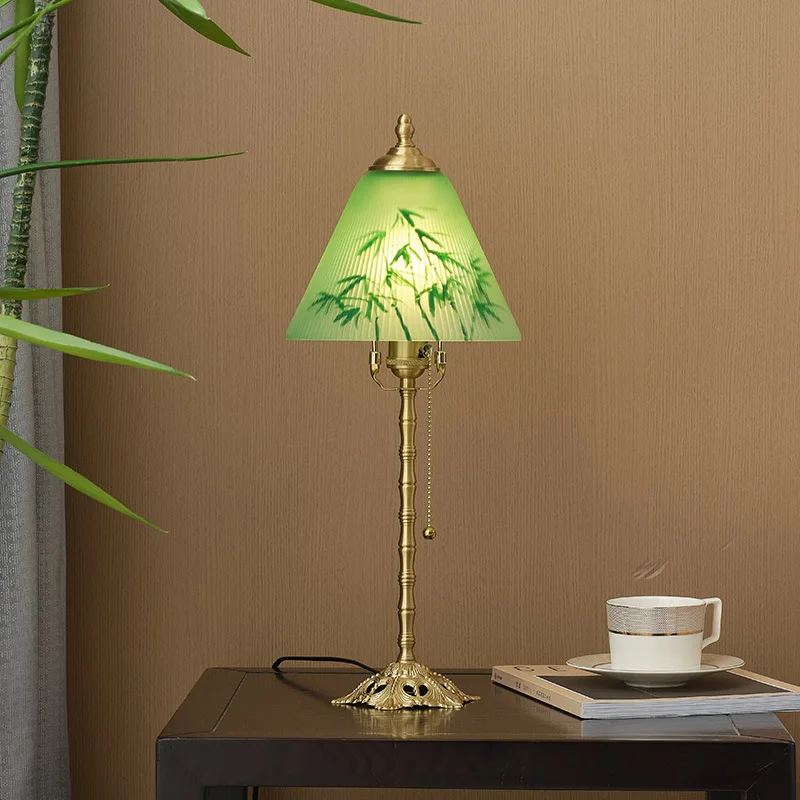

New Chinese bedside lamp living room bedroom decoration retro desk lamp ambient lamp hand-painted glass
