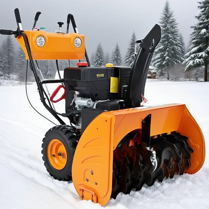 High-Power Petrol Snow Blower 196cc 12m Long-Distance Throwing Municipal/Airport High-Efficiency Snow Removal Equipment