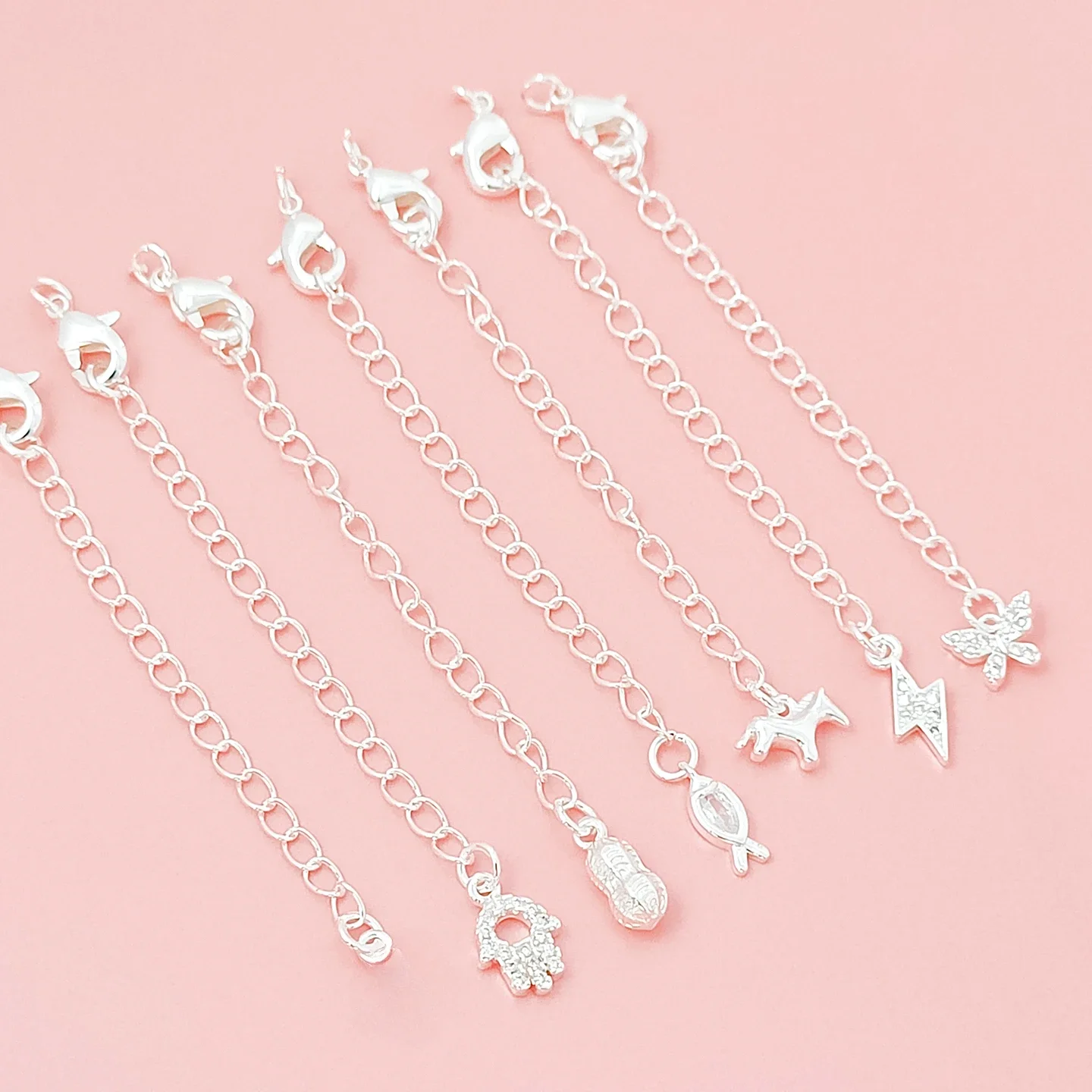 

Copper-plated Silver Zirconium Lightning Extension Chain Diy Bracelet Necklace Extension Chain Handmade Jewelry Accessories