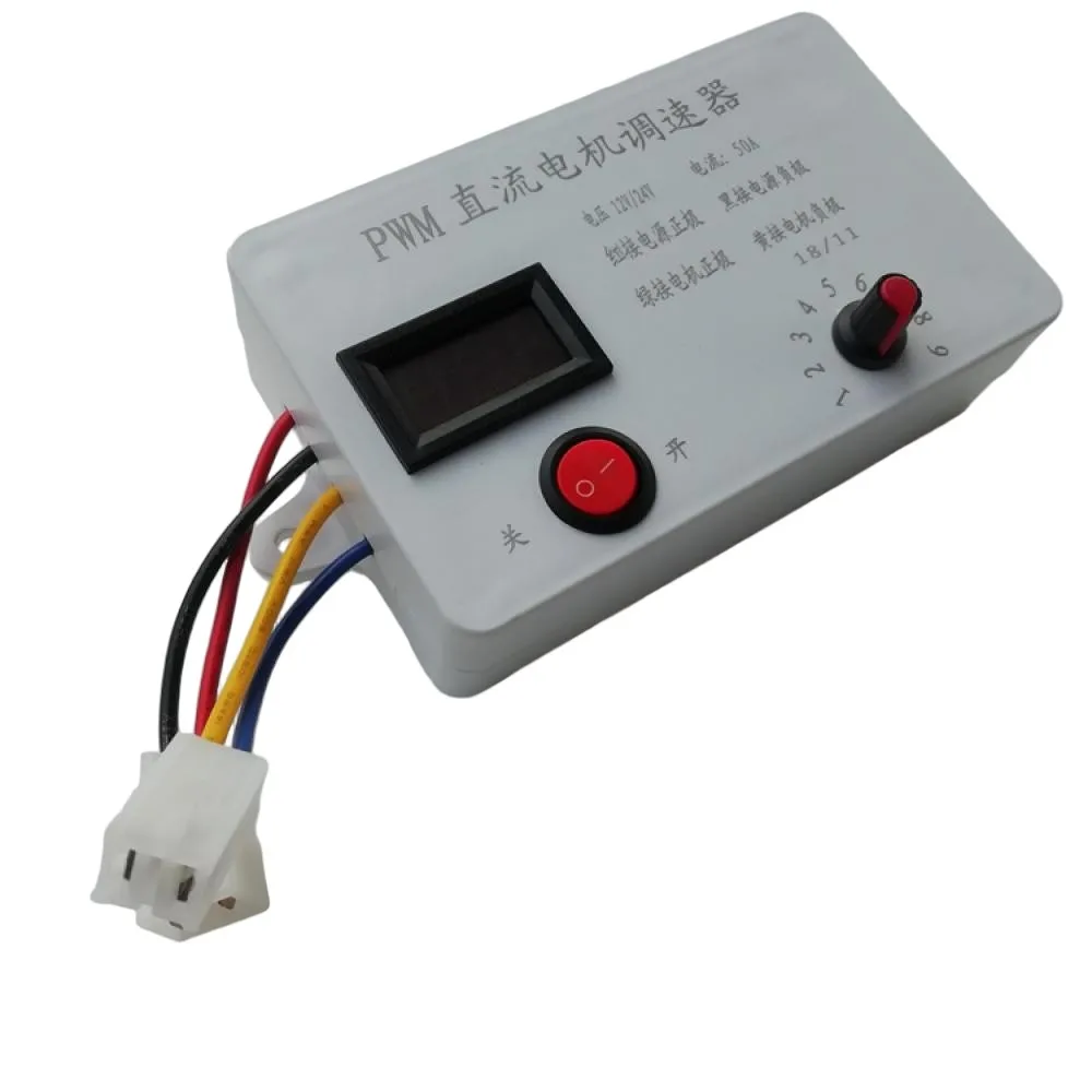 DC12V/24V Motor Speed Regulator PWM Motor Speed Control Module 50A Motor Speed Governer 9 Gear Speed Adjustable Motor Controller